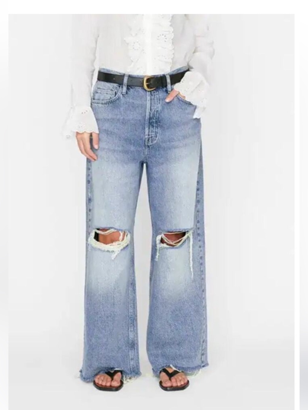 Frame distressed Le Low Baggy wide leg Jean in River sz 23